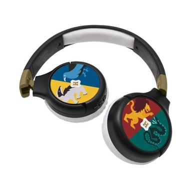HARRY POTTER - Auriculares Bluetooth 2 en 1 - Auriculares con cable cómodos y plegables para niños con limitación de sonido