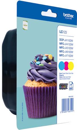 Brother LC123 RainbowPack Pack de 3 à rendement élevé jaune cyan original blister avec alarme acoustique / électromagnétique cartouche d'encre pour Brother DCP J132 J152... - vue 2