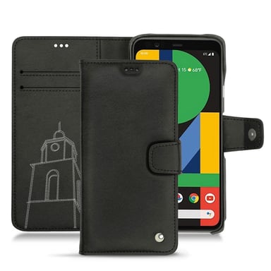Funda de piel Google Pixel 5 - Solapa billetera - Negro - Piel lisa de primera calidad