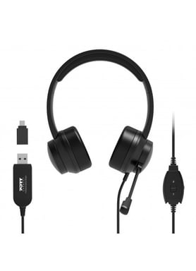 Port Designs 901605 Cuffie cablate con archetto USB Type-A Nero