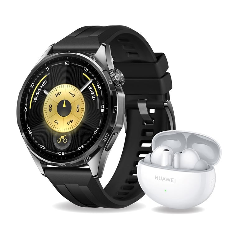 Pack Montre connectée Huawei Watch GT6 46 mm Bluetooth avec bracelet fluoroélastomère + Ecouteurs FreeBuds 6i - vue 3