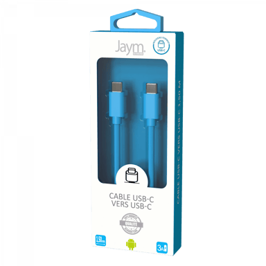 Cable USB-C a Type-C 3A - 1,5 metros - Colección POP - Azul