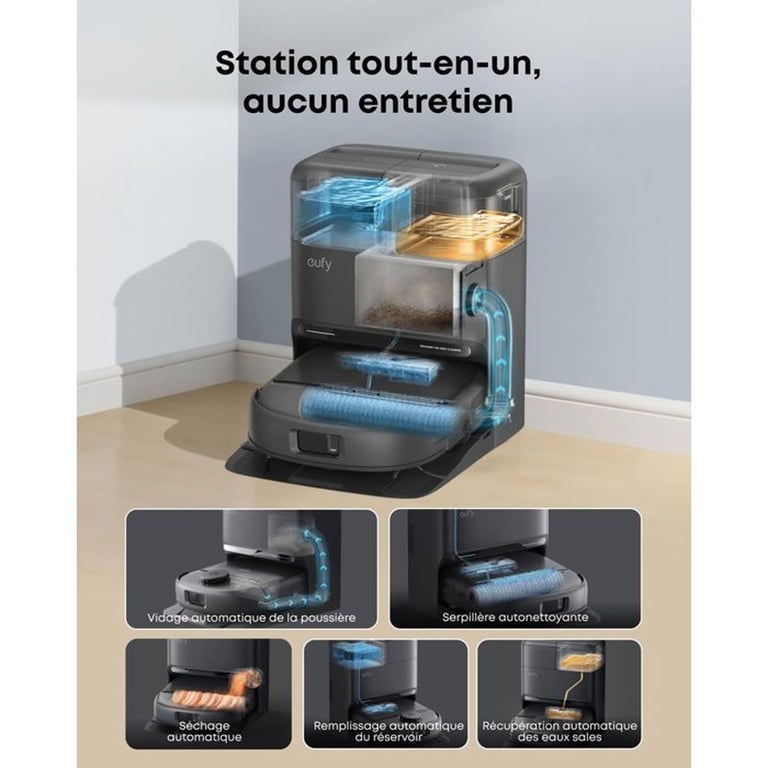 Robot aspirateur laveur EUFY Omni C28 15 000 Pa - vue 3