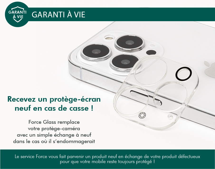 Protège Caméra iPhone 13 mini Garanti à vie Force Glass - Force Glass