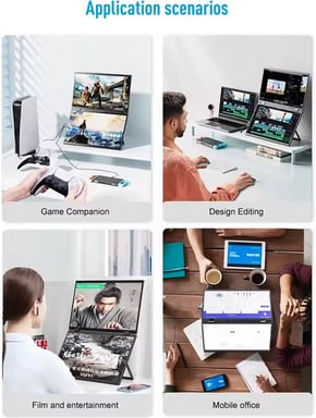 Moniteur portable Lipa HDR-72 Dual Full HD - Écran pliable - Écran - Moniteur informatique - Moniteur ultra-large - Compatible Windows & MacOS