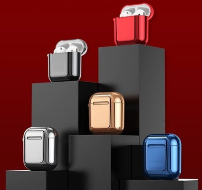 Coque Effet Metal pour AirPods APPLE Boitier de Charge Brillant Design Housse Protection