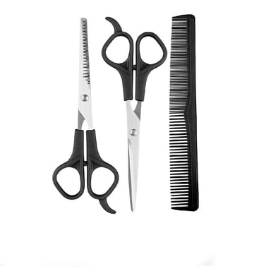 Set di Forbici per Capelli 3 Pezzi: Kit Professionale per Frangia e Styling Black
