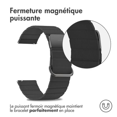 imoshion Bracelet en cuir magnétique - Connexion universelle 22 mm - Noir
