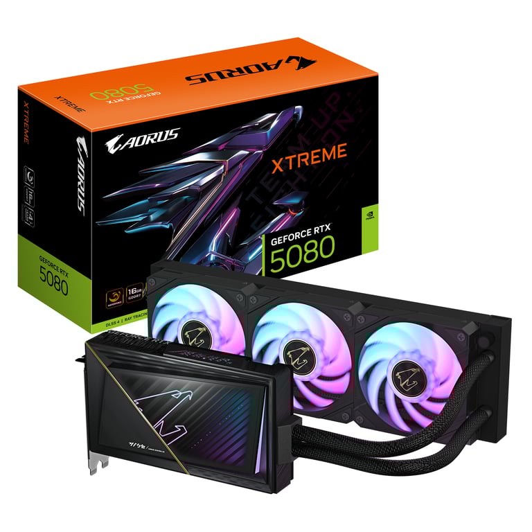GIGABYTE AORUS GeForce RTX 5080 XTREME WATERFORCE 16G Carte Graphique GDDR7 256 bits PCI E 5.0 2805MHz Core Clock 3 x DP 2. 1 x HDMI 2.1b NVIDIA DLSS 4 GV N5080AORUSX W 16GD Neuf