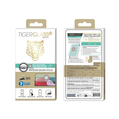 Tiger Protection d'Écran pour Galaxy A14 4G / 5G Antibactérienne Anti-rayures 9H+ Transparent