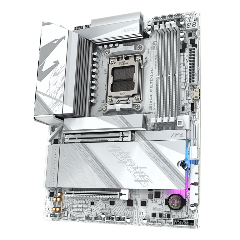 GIGABYTE X870 AORUS ELITE X3D ICE Carte Mère Compatible avec processeurs AMD Ryzen 9000 VRM numérique 16+2+2 phases jusqu’à - vue 8