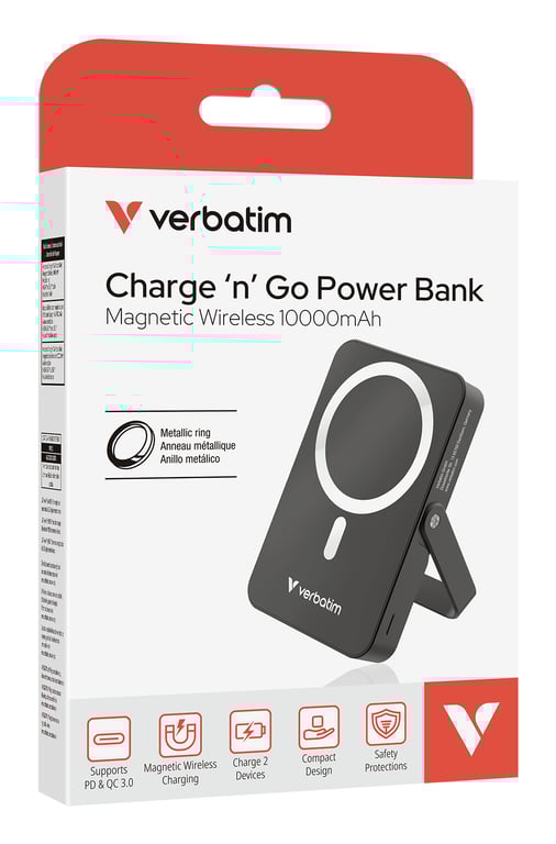Verbatim Charge 'n' Go Magnetic Wireless Lithium Polymère LiPo 10000 mAh Recharge sans fil Neuf - vue 6