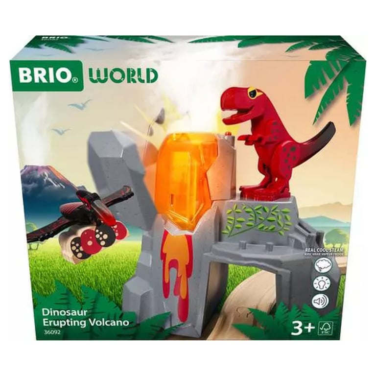 Volcan en éruption et dinosaures Brio - vue 2