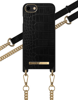 Coque Necklace Croco Bandoulière pour Apple iPhone 6/7/8/SE/SE22 - Noir