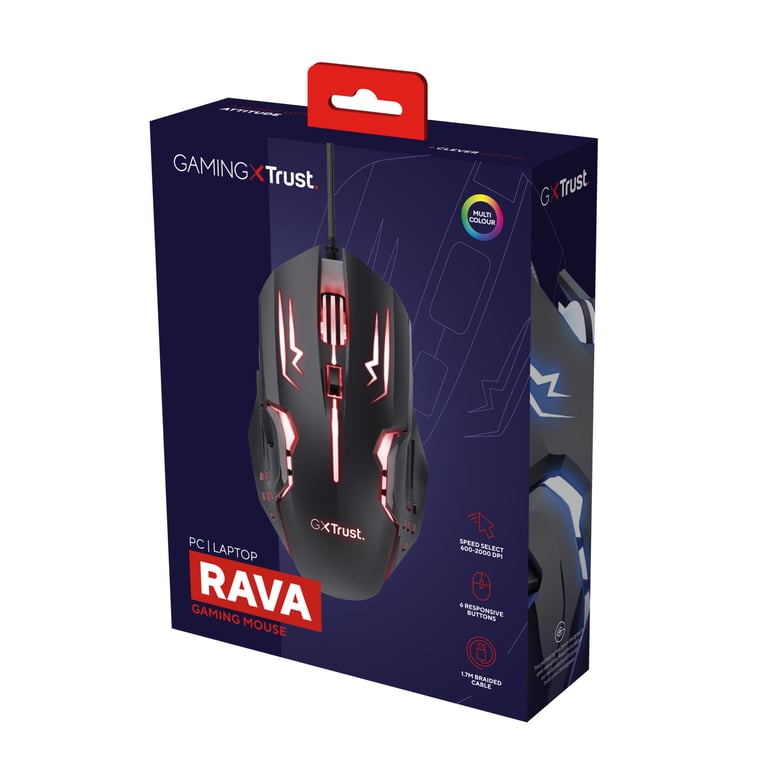 Trust GXT 108 Rava souris Jouer Droitier USB Type-A Optique 2000 DPI