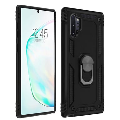 Coque pour Samsung Galaxy Note 10 Plus Bi matière Rigide Souple Bague Support Vidéo Noir