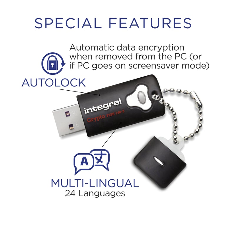 Integral Crypto Clé USB chiffré 8 Go USB 3.0 FIPS 140 2 Level 2 - vue 3