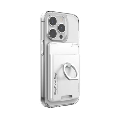 iRing® Pocket Mag - Porte-cartes iPhone - Anneau de téléphone - Support de téléphone - Blanc perle