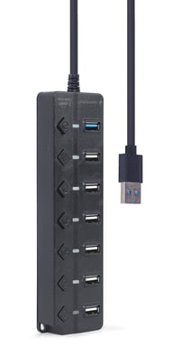 Gembird UHB-U3P1U2P6P-01 hub & concentrateur USB 3.2 Gen 2 (3.1 Gen 2) Type-A 5000 Mbit/s Noir