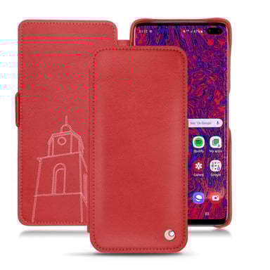 Housse cuir Samsung Galaxy S10+ -  - Rouge - Cuir lisse premium