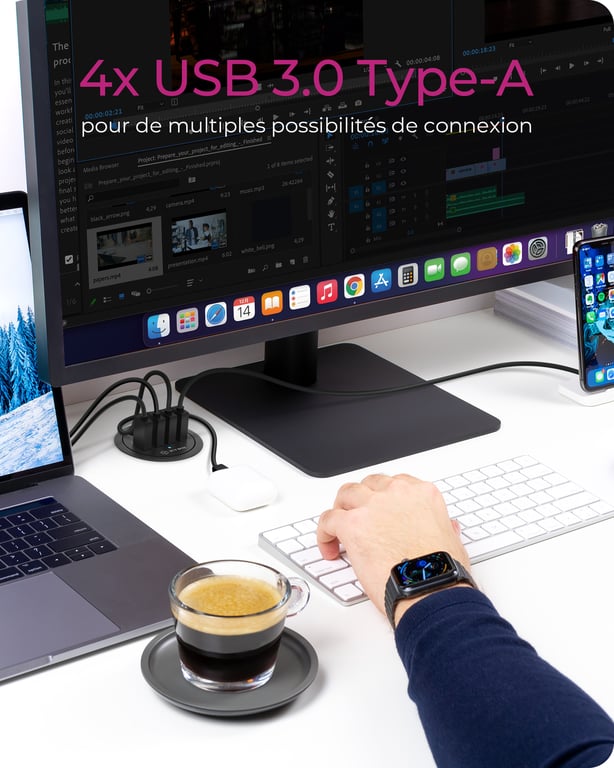 ICY BOX IB HUB1403 USB 3.2 Gen 1 3.1 Gen 1 Type A 5000 Mbit/ Neuf - vue 2