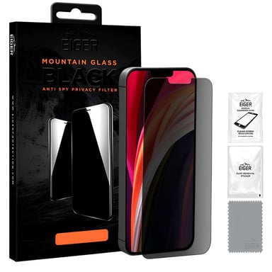 Eiger Protector de pantalla de vidrio templado para iPhone 16 Pro Max y 17 Pro Max anti-espía Negro transparente