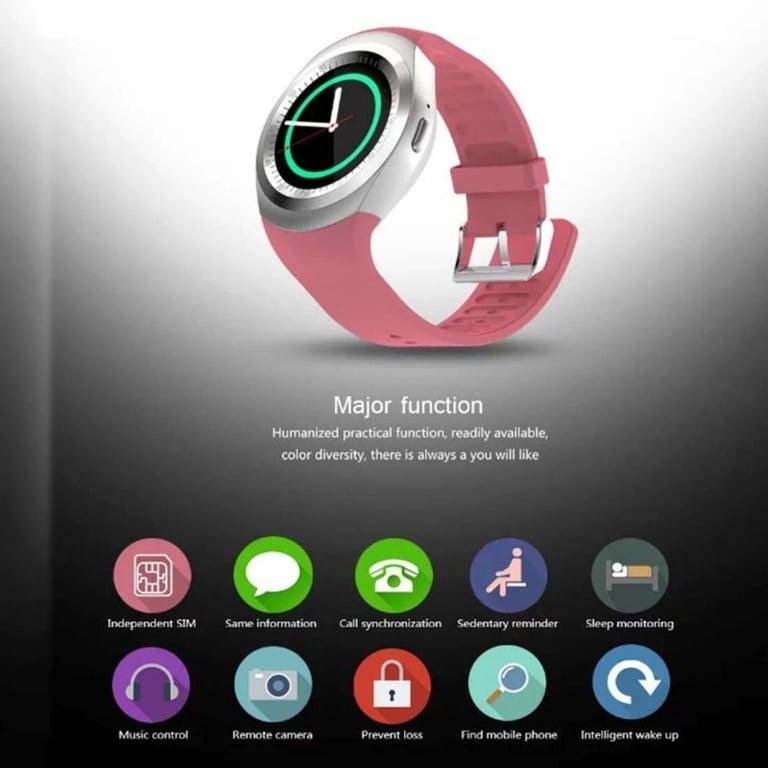 Montre Connectée Android iOs Bracelet Sport Nano Sim Podomètre Sommeil Rose YONIS