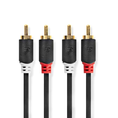 Nedis CABW24200AT10 cable de audio 1 m 2 x RCA Antracita