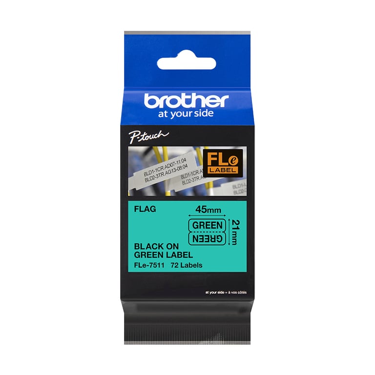 BROTHER Modèle du produit : FLe-7511 21MMX45MM Black on White Flag Tape - Neuf