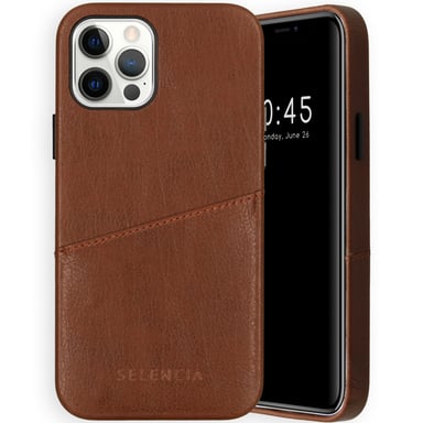 Selencia Coque arrière en cuir végan Vayu pour Apple iPhone 12 (Pro) - Marron
