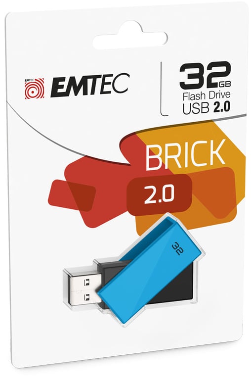 Emtec C350 Brick 2.0 lecteur USB flash 32 Go USB Type-A Noir, Bleu - Neuf