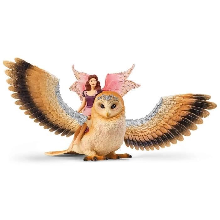 Schleich Figurine Elfe a dos de chouette scintillante V2 - Gamme bayala