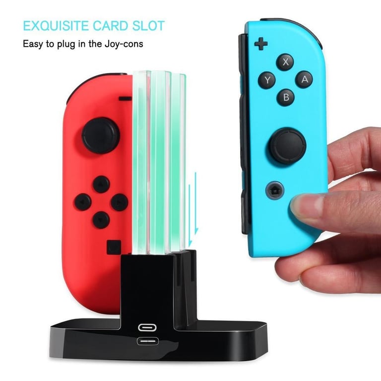 Station de charge Nintendo Switch Joy Con pour 4 commandes de jeu Sans fil - vue 2