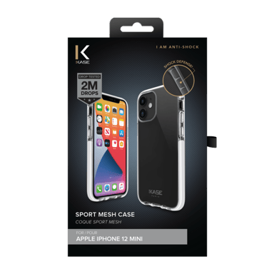 Funda trasera de malla deportiva para Apple iPhone 12 mini, Blanco brillante