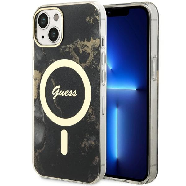 Guess Golden Marble MagSafe - Coque pour iPhone 14 (Noir) - 3666339115753