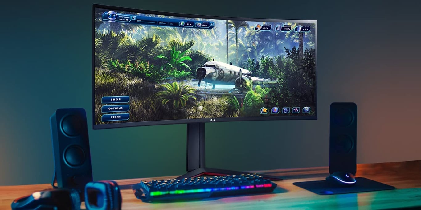 LG Ultragear™ 34GP63AP B Ecran PC Gaming 34" Dalle VA résolution QHD 3440x1440 1ms GtG 160Hz HDR 10 sRGB 99% CIE1931 AMD FreeSync Premium inclinable HDMI 2.1 2 Haut parleurs intégrés - vue 2