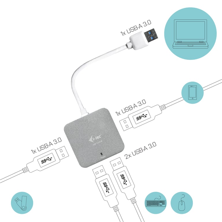 i tec Metal USB 3.0 Passive HUB 4 Port Neuf - vue 2