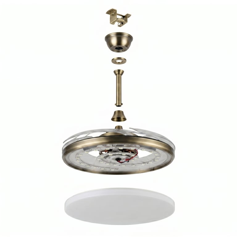 Ventilateur de plafond LED Yatek KALA dore pales retractables Neuf - vue 2