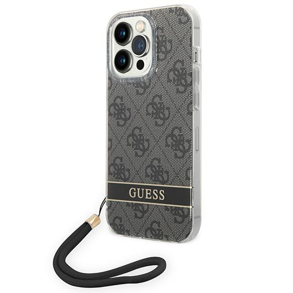Guess 4G Print Cord - Coque pour iPhone 14 Pro (Noir) - 3666339093815