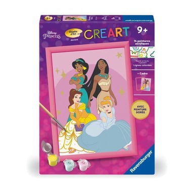 CreArt Kids 18x24cm Disney Princess, Kit de peinture par numéros Numéro d'Art, Des 7 ans, 25843, Ravensburger
