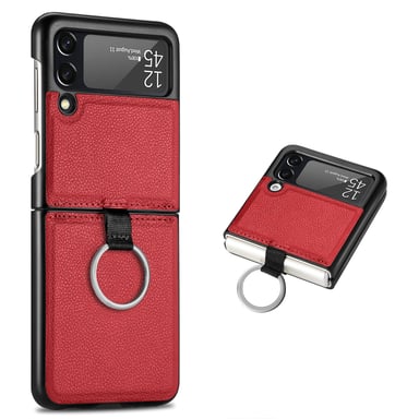 Etui rouge pour Samsung Galaxy Z Flip4 - Housse  Coque Anti Choc de Protection Samsung Galaxy Z Flip 4 5G Smartphone pliable - Accessoires Pochette pliante