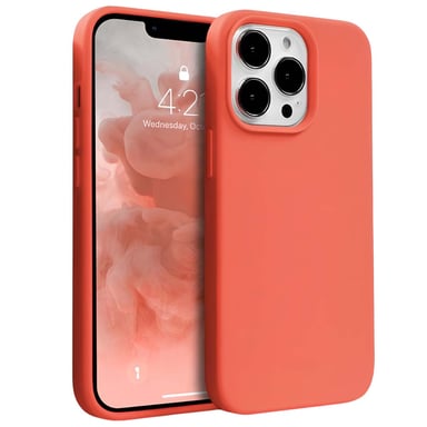 Coque en Silicone Liquide pour iPhone 13 Pro Anti-Choc Flexible Corail