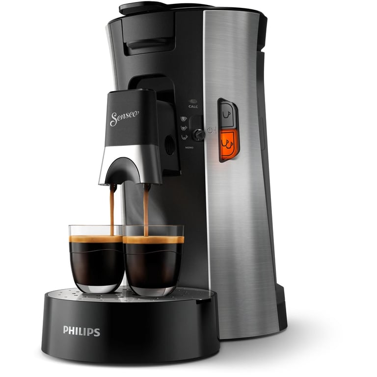 Philips SENSEO Select Machine à café à dosettes Intensity Plus Crema Plus Une ou deux tasses à la fois Bec verseur métallique ajustable CSA25011