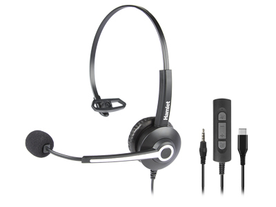 Hamlet HHEADM-CJM écouteur/casque Avec fil Arceau Bureau/Centre d'appels USB Type-C Noir