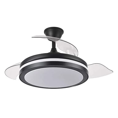 Iluminashop Ventilador de Techo con Luz LED y Mando 72W 91cm Negro Motor DC