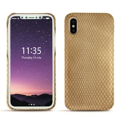 Coque cuir Apple iPhone X -  - Beige - Cuir Abaca