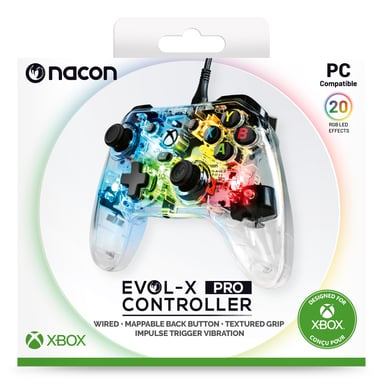 NACON EVOL-X Pro Light Transparent USB Manette de jeu PC, Xbox One, Xbox Series S, Xbox Series X