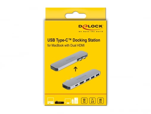 Docking station DeLOCK per MacBook Dual HDMI 4K / PD / Hub