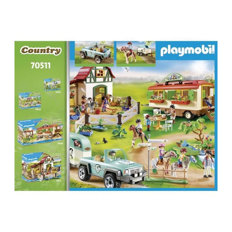Playmobil 70511 Voiture et Van pour Poney Country avec Deux Personnages Un Poney et Un 4x4 Qui Comprend Une remorque Univers Equitation Animaux Dès - vue 3