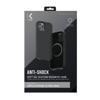 Coque antichoc magnétique en gel de silicone doux pour Apple iPhone 12 Pro Max, Noir satin